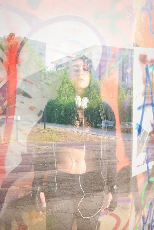 Preview: Sportive young mixed race curly black hair woman