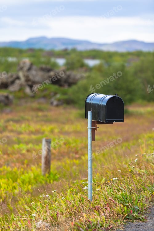 Preview: Old Weathered Mailbox at Rural Roadside in Iceland