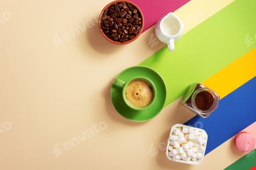 Preview: coffee cup at abstract paper background