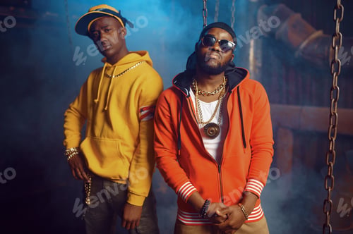 Preview: Two stylish rappers poses in studio