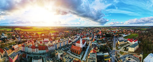 Preview: Aerial cityscape of small town in Europe. Katy Wroclawskie, Poland