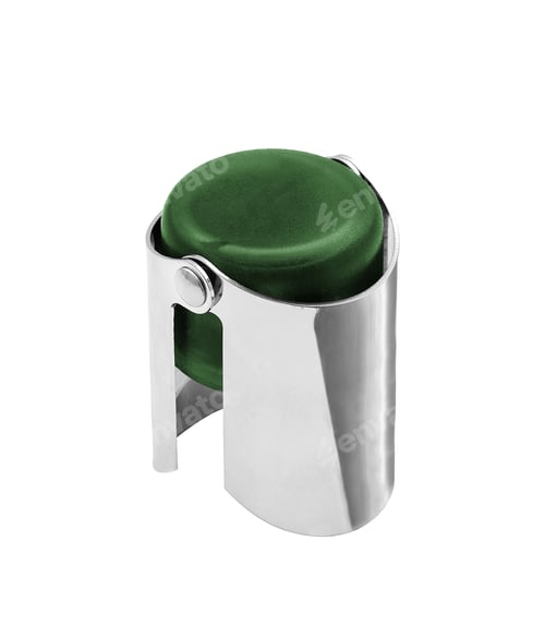 Champagne Stopper Top View on White Background