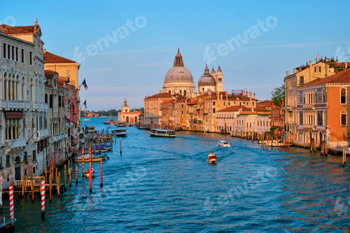 Preview: Panorama of Venice Grand Canal and Santa Maria della Salute church on sunset