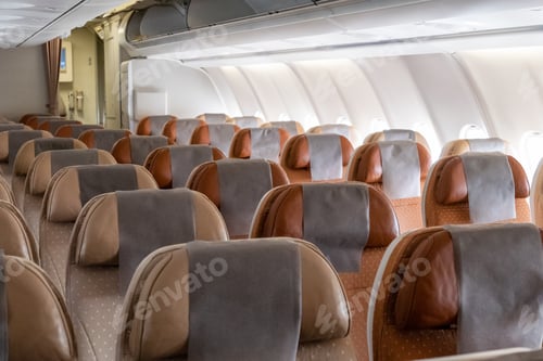 Preview: Nobody brown row reclining seat in airplane