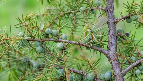 Preview: green juniper branches with visible details. background or texture