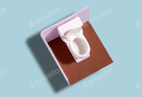 Preview: The model of the restroom. Cardboard room box.
