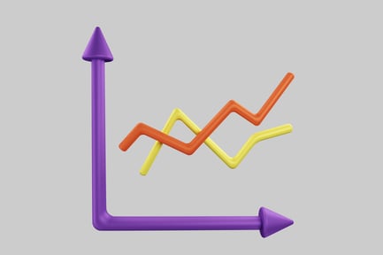 Preview: Ascending multicolored trend lines with zigzag element