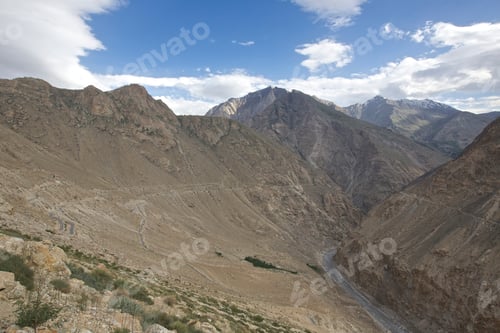 Preview: View of Spiti river and valley, Nako, Himachal Pradesh, India, Asia