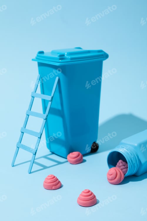 Preview: Containers with jelly candies on blue background