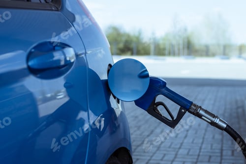 Preview: refueling a car with gasoline at a gas station .Rise in fuel prices .Crisis and shortage of gasoline
