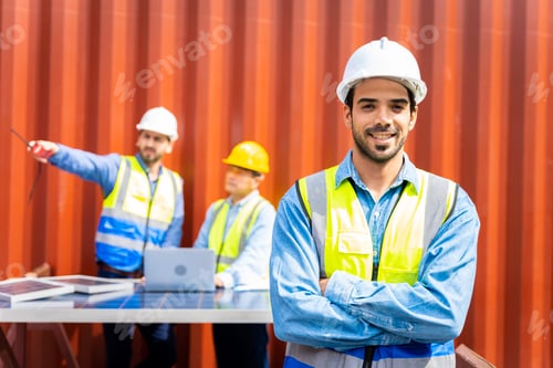 Preview: male engineers in a container shipping company Consulting
