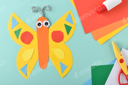Preview: DIY butterfly. Step-by-step instructions. craft made of colored paper