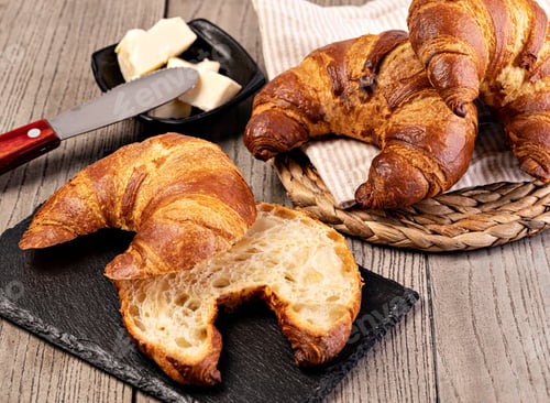 Preview: Fresh croissants with butter