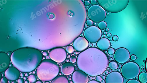 Preview: Abstract Colorful Food Oil Drops Bubbles and spheres Flowing on Water Surface