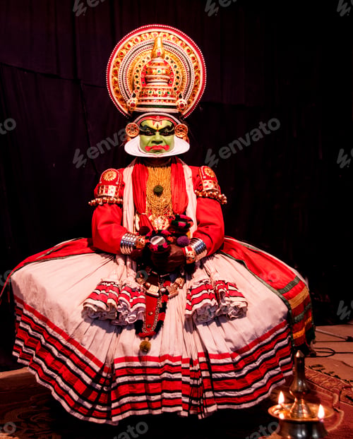 Preview: Portrait of Kathakali dance performer in Kerala, India