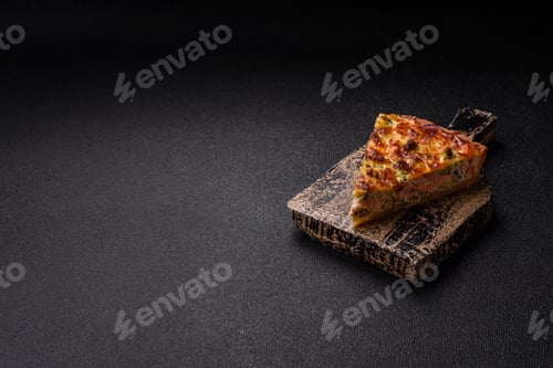 Preview: Delicious fresh quiche with broccoli, cheese, spices and herbs