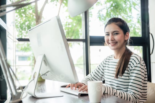 Preview: business working on tablet or laptop at home, communication internet cyberspace technology