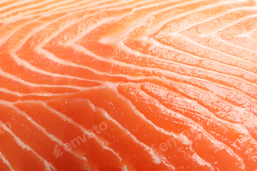Preview: Raw salmon fillet as background, closeup