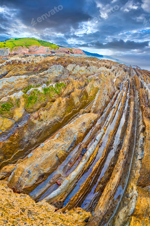Preview: Steeply-tilted Layers of Flysch, Basque Coast UNESCO Global Geopark, Spain