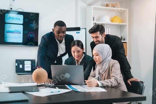 Preview: Professionals Collaborates Group, Business Team Engages in Strategic Brainstorming Discussion