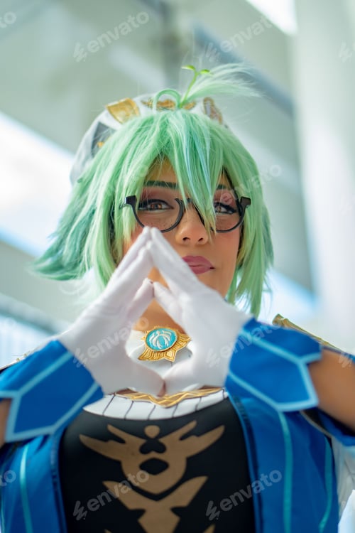 Preview: there is a woman in a cosplay costume with eye glasses on
