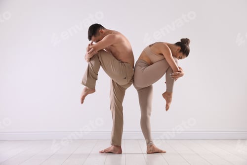 Preview: Couple of professional dancers training in studio