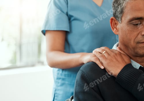 Preview: Cropped shot of a nurse showing comforting her patient after getting bad news