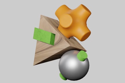 Preview: Singular Sphere and Wooden Item on a Gray Surface