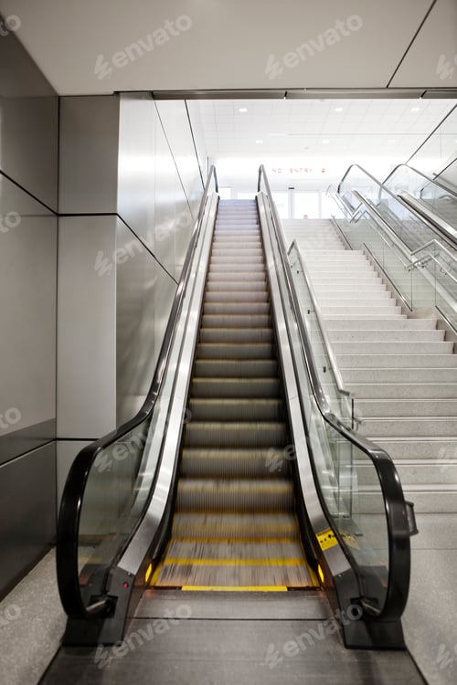Preview: A set of moving steps, escalators.