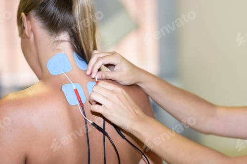 Preview: Electro stimulation in physical therapy to a young woman