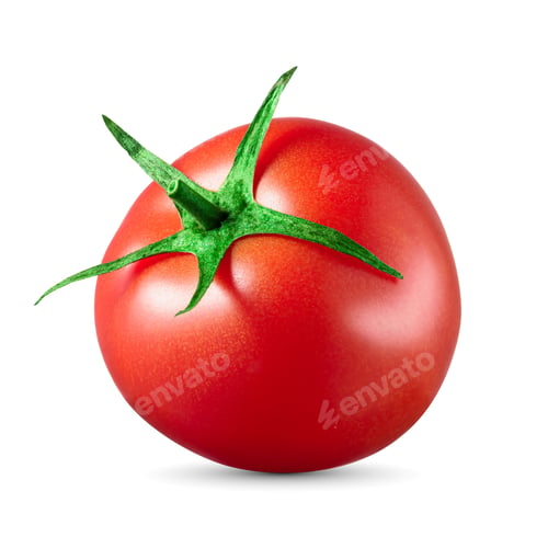 Preview: Red ripe tomato isolated on white with clipping path. Full depth of field.