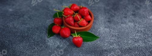 Preview: Fresh organic strawberries , over dark background