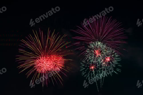 Preview: Colorful fireworks display.