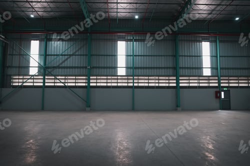 Preview: The Interior of empty warehouse clean and empty industrial hall. Industrial and industrial concept.