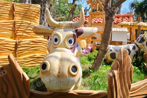 Preview: Doll of a funny cow looking at the camera with humor