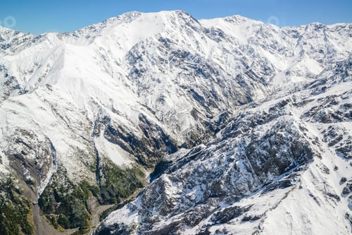 Preview: Aerial view of Mountain Cook Range Landscape with from Helicopter, New Zealand