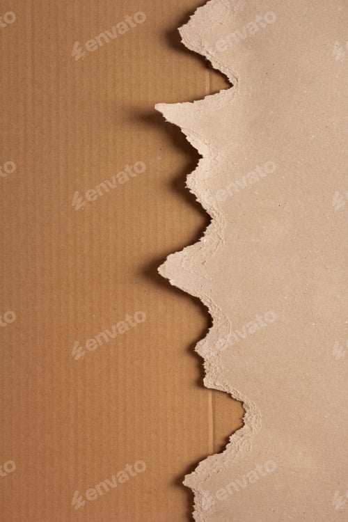 Preview: Cardboard torn paper background texture. Brown paper