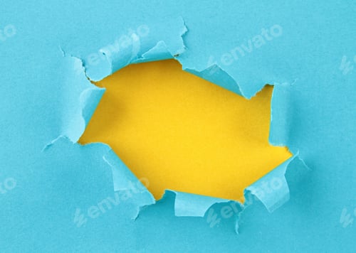 Preview: Torn colored paper, hole in the sheet of paper
