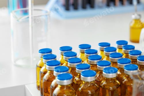 Preview: Glass bottle of medication for injections on table