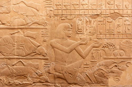 Preview: Stonewall with hieroglyphs in a temple in Egypt