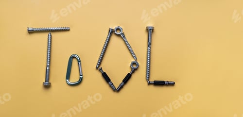 Preview: word Tool with copy space, bolt. Industrial banner