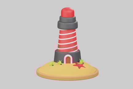 Preview: Stylized cartoon lighthouse on sandy isle