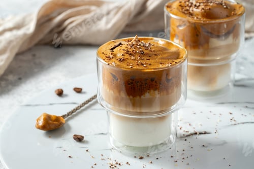 Preview: Dalgona coffee. drink with coffee foam and milk