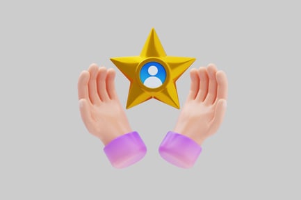 Preview: Golden star with profile hands