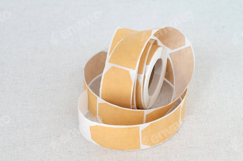 Preview: Blank sticker mockup for price tag. Empty tags in a roll