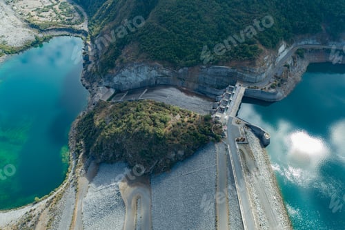 Preview: Aerial view Machacura Dam in Region Maule, Chile