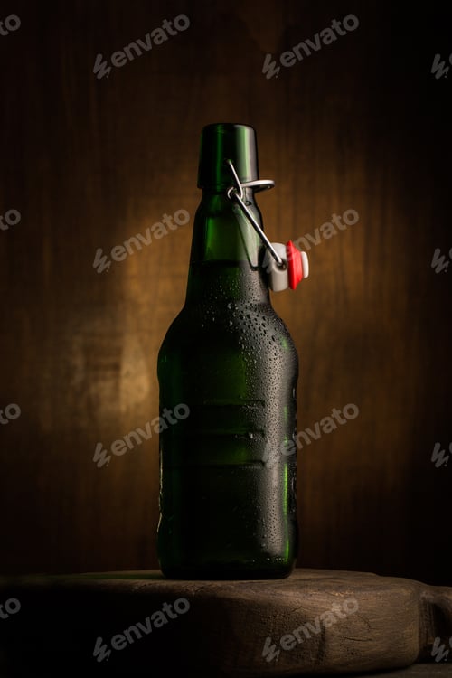 Preview: Beer bottle on dark background