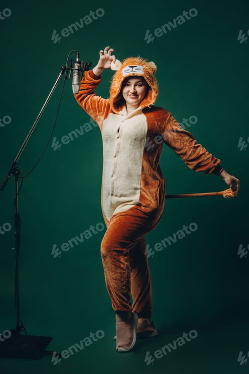 Preview: Woman prepares herself and a material before voice recording.