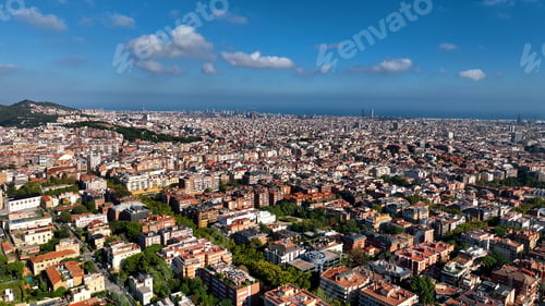 Preview: Aerial View of Barcelona City, Sarria-Sant Gervasi district, Sagrada Familia