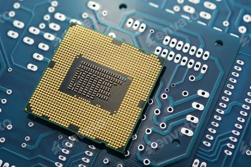Preview: CPU on printed circuit board pcb.